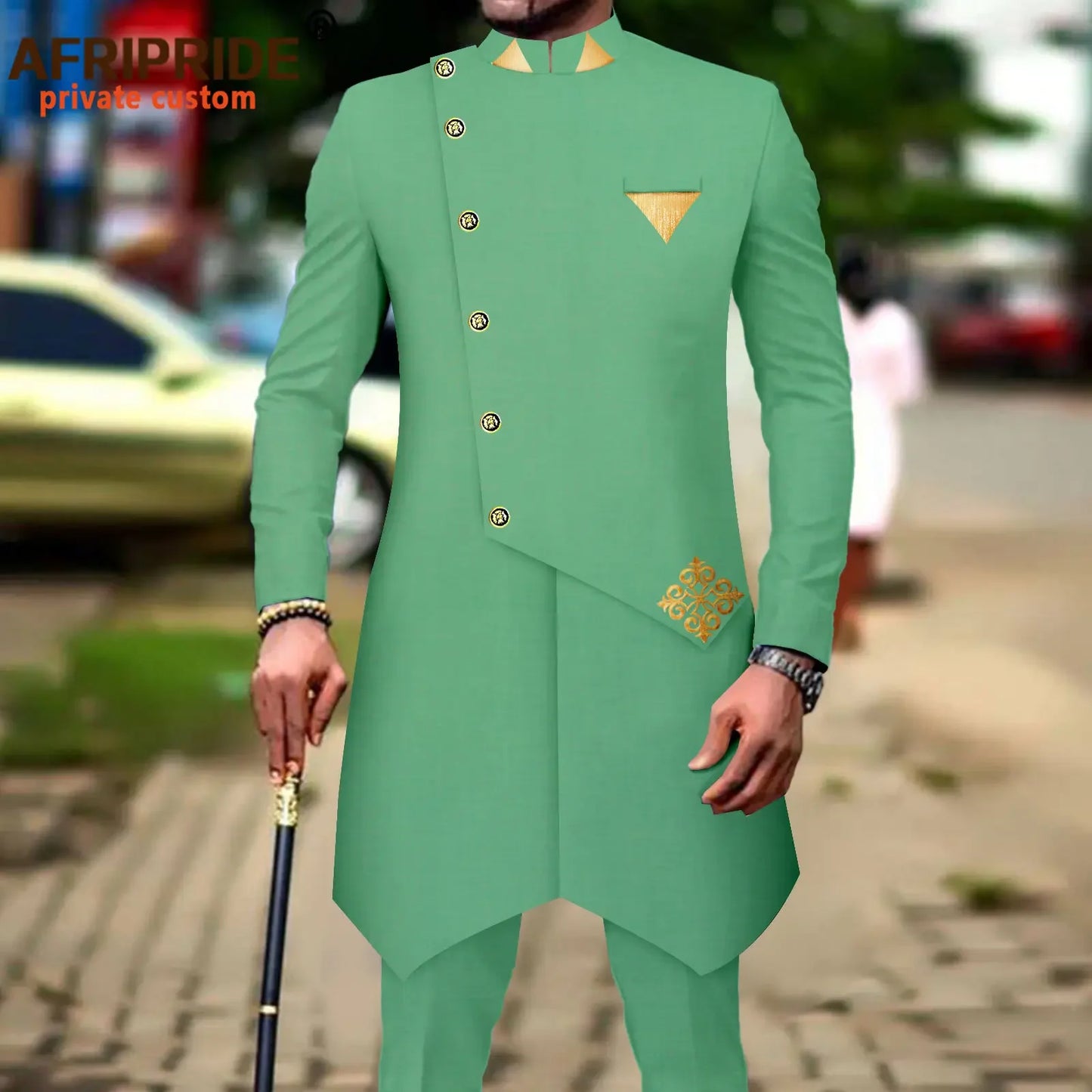 African Suits for Men Single Breasted Silm Fit Blazer and Pants 2 Piece Set Formal Attire for Wedding