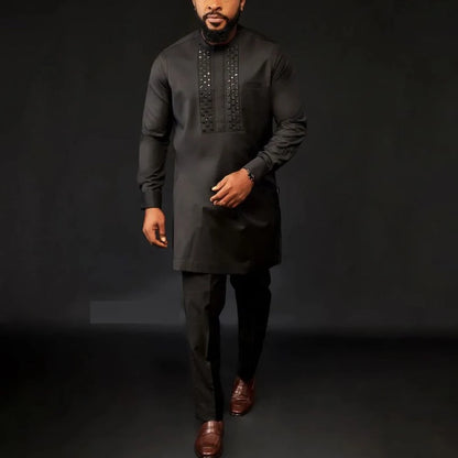 African clothes Bazin Riche men's suit casual style clothing