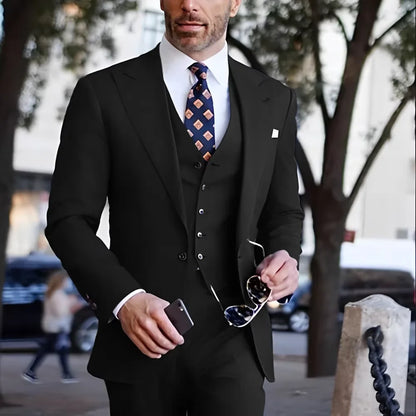 Formal Men's Business Suits Slim Fit 3-piece Jacket Vest Pants Casual Groom Tuxedos