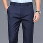 Male Pants Stretch Solid Black Smart Casual Men's Trousers Office Quick Dry Suit Pants