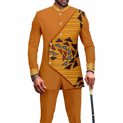 2025 Elegant African Style Men's Luxury Suit Plaid Stripe Single Breasted Suit and Pants 2 Piece Casual Business Suit for Men