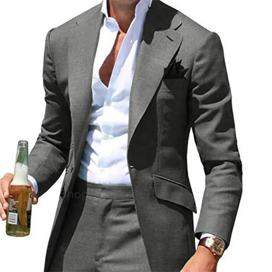 Tuxedos Slim Fit Groomsmen 2 Pieces Wedding Suits Classic Clothing Male Suit (Blazer+Pants)