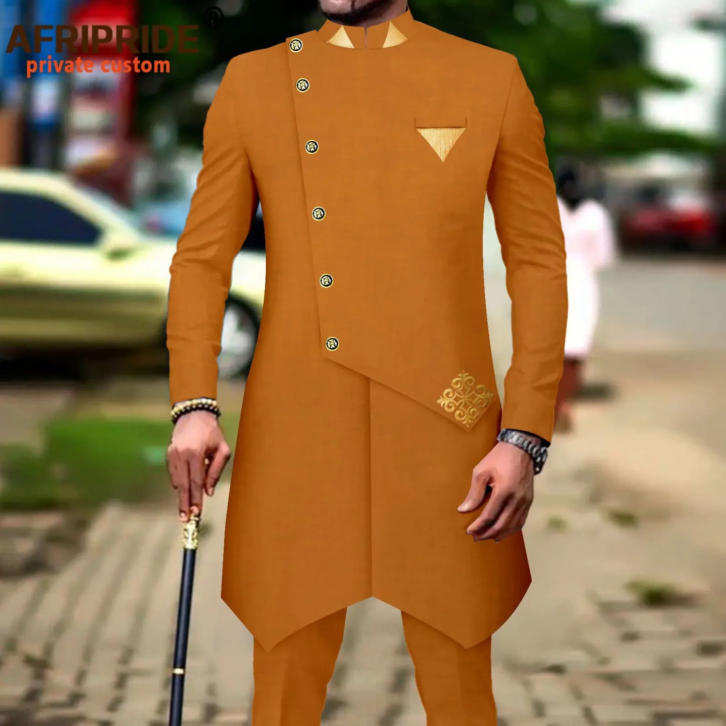 African Suits for Men Single Breasted Silm Fit Blazer and Pants 2 Piece Set Formal Attire for Wedding